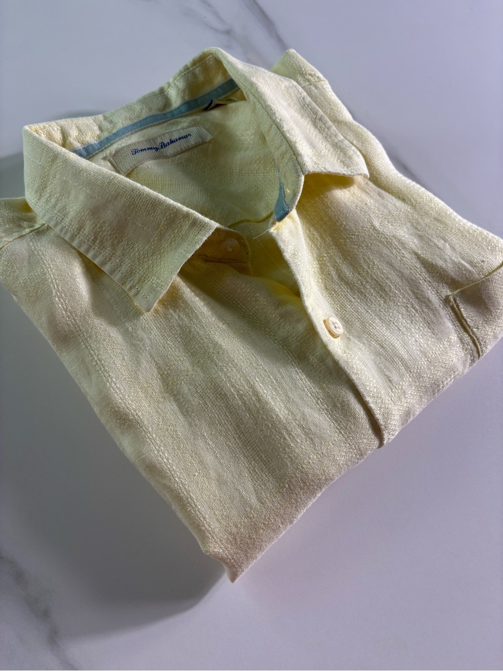 Tommy Bahama Men's Pastel Yellow Linen Button-Up Shirt XXL